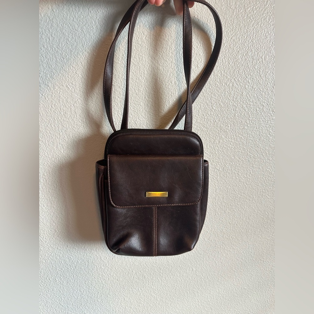 Dark brown ecoleather crossbody bag